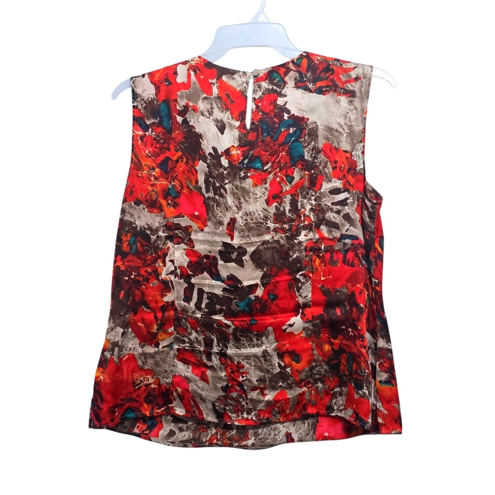 Kasper Separates Womens Red Abstract Cowl Neck Sleeveless Blouse Large - Picture 2 of 6